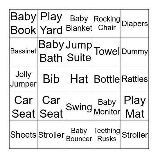Baby Bingo Card