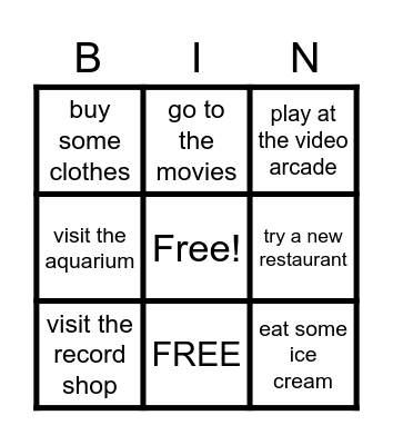 At the mall Bingo Card