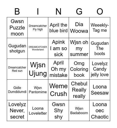 jiuwusung :bb Bingo Card