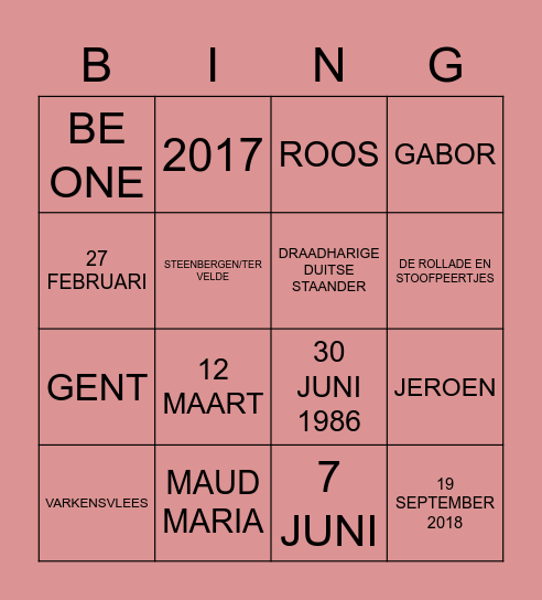 OMA 84 JAAR Bingo Card