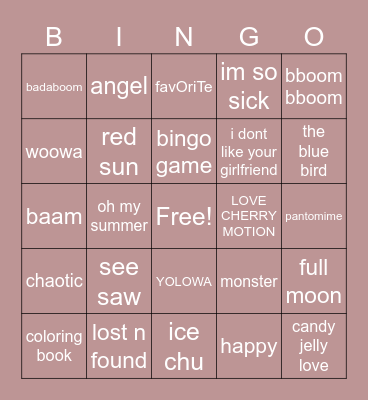 @seeliejeong Bingo Card