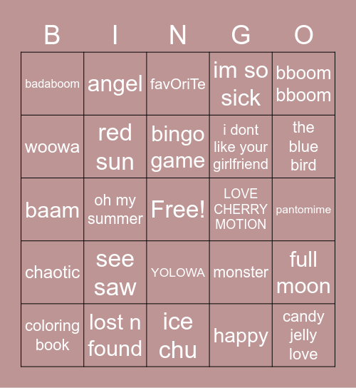 @seeliejeong Bingo Card