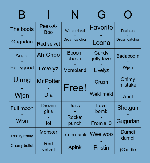 Sebongggg Bingo Card