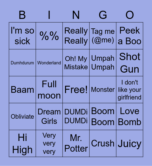 @Alenah_Kim Bingo Card