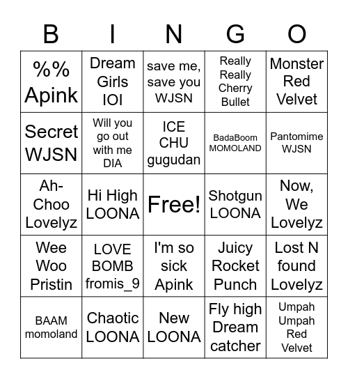 VelAhga7 Bingo Card