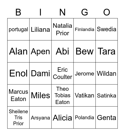 OLAAAA. Bingo Card