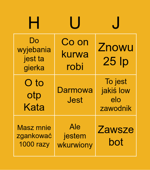 Bingo Fuqsa Bingo Card