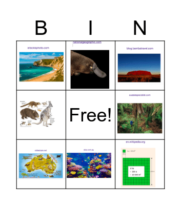 AUSTRALIA IN PICTURES Bingo Card