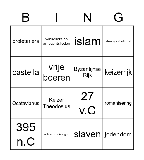 IMPERIUM ROMANUM BINGO Card