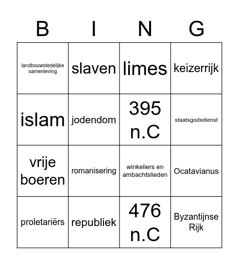 Imperium Romanum C Bingo Card