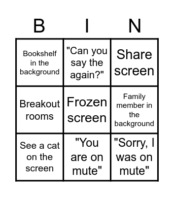 Zoomland Bingo! Bingo Card