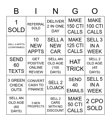 BMW CPO BINGO Card