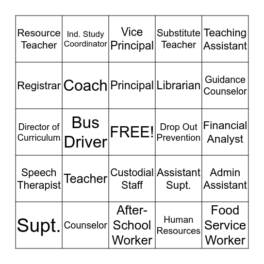 Educational Pathways Bingo Card