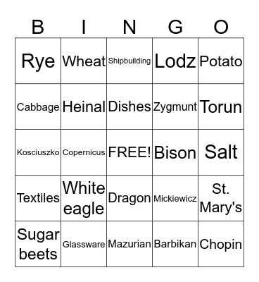 Poland Bingo Card