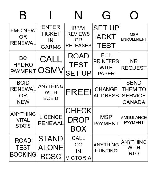 FEBRUARY BINGO CARD Bingo Card