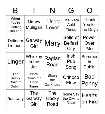 Happy St. Patrick's Day Bingo Card