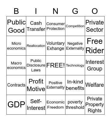 Free Enterprise Bingo Card