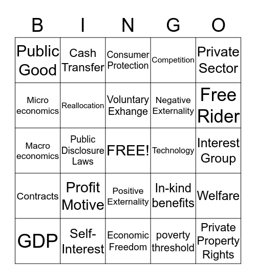 Free Enterprise Bingo Card