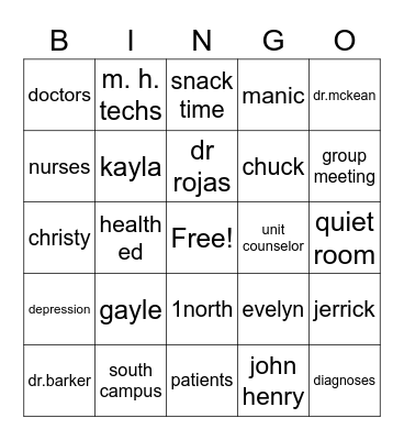 south campus Bingo Card