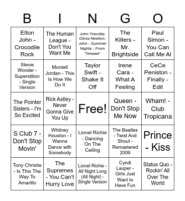 Party/feel Good Bingo Card