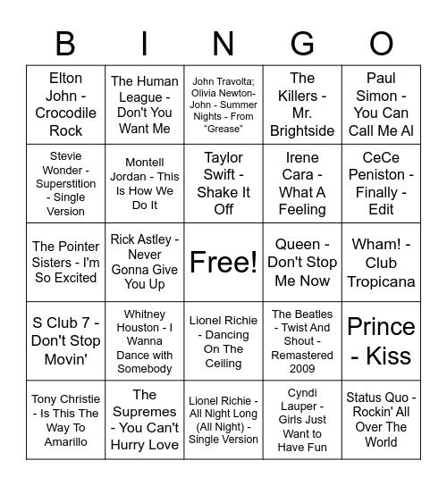 Party/feel Good Bingo Card