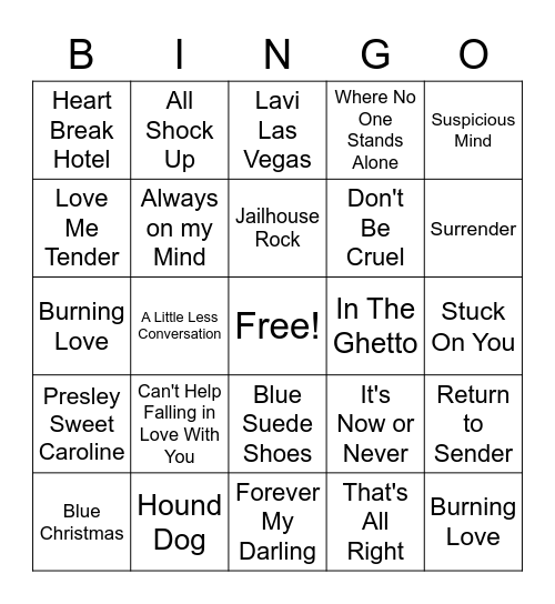 All About Elvis Bingo Card