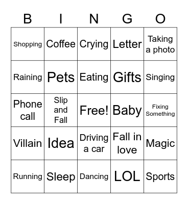 Movie night Bingo Card