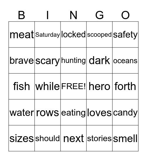 EOY Sparkle Words Bingo Card