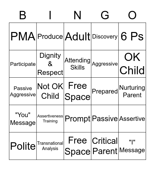 Discovery Bingo Card