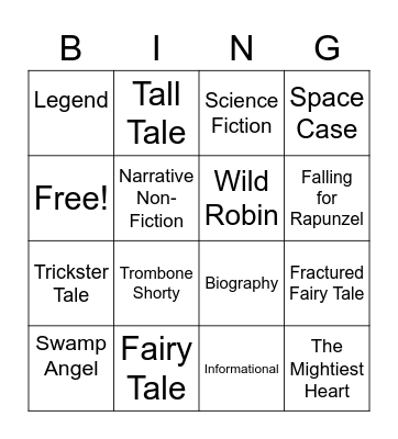 Genre Bingo! Bingo Card