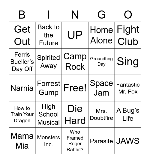 Movie BINGO Card