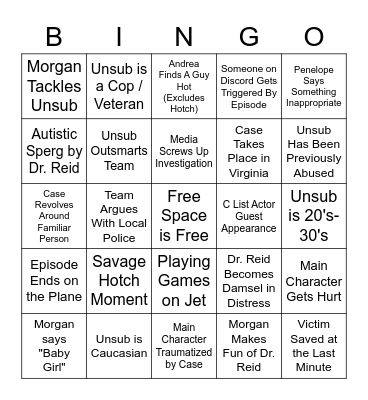 Criminal Minds Bingo Card