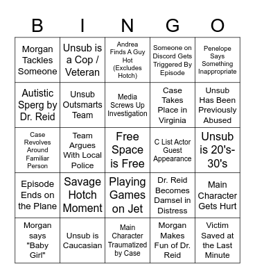 Criminal Minds Bingo Card