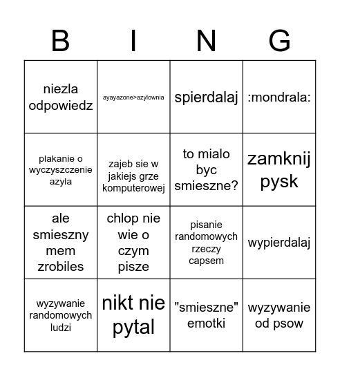 Aku bingo Card