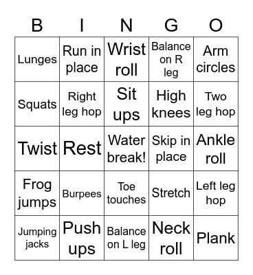 6 Points Active BINGO Card