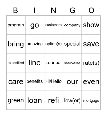 Saver/GGR Bingo Card
