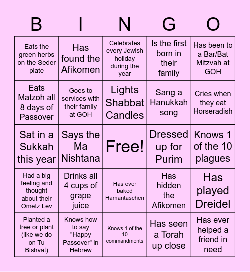 Kitah Dalet Bingo! Bingo Card