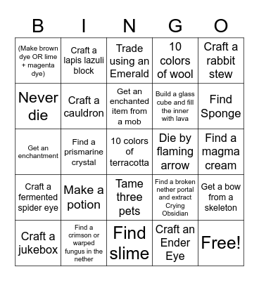 SuperNova Bingo Card