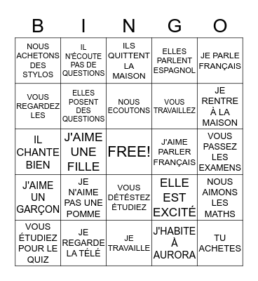 CHAPITRE 3 Bingo Card