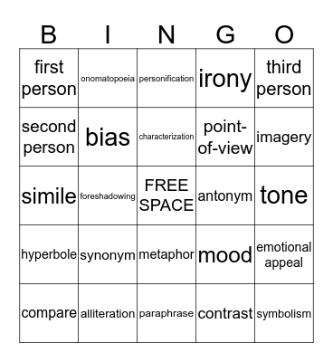 VOCABULARY 8 Bingo Card