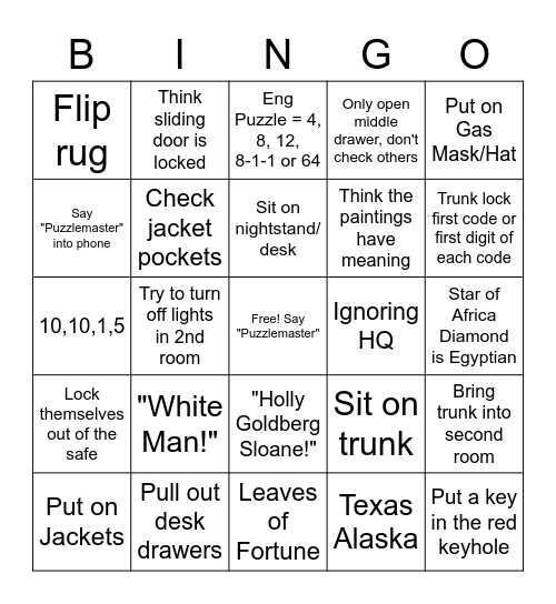 Puzzlemaster Bingo Card