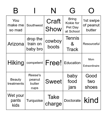 Sandi Bee Bingo Card