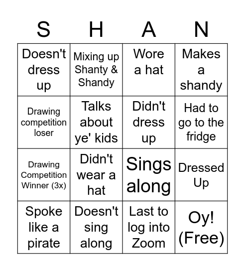 Your Shanty Card! Bingo Card
