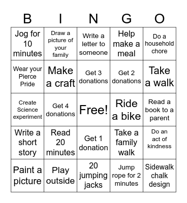 Pierce Prowl Bingo Card