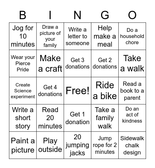 Pierce Prowl Bingo Card