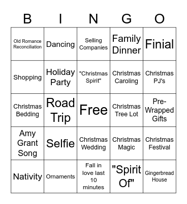 Hallmark Christmas Bingo Card