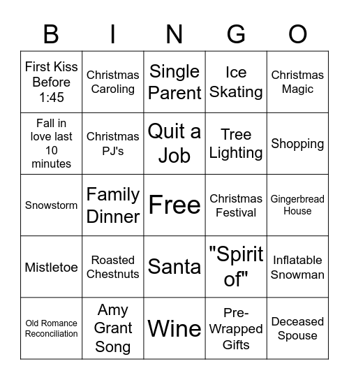 Hallmark Christmas Bingo 2 Bingo Card
