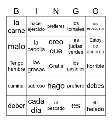 Para mantener la salud Bingo Card