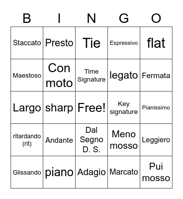 Musical Terms 2 Bingo Card