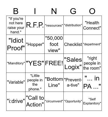 Meeting Bingo Card